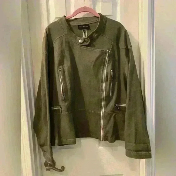 Lane Bryant jacket military inspired army green peplum hem Size 22/24 - Picture 2 of 6